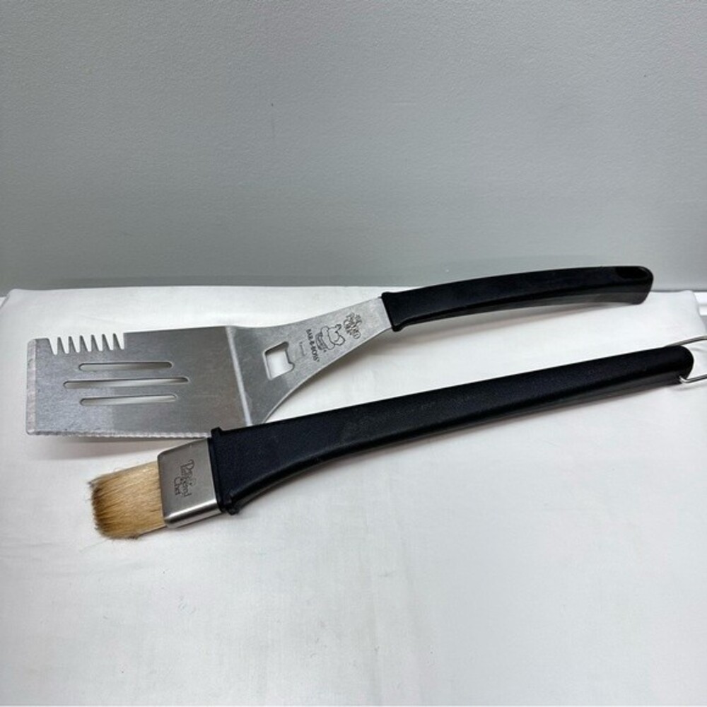 Pampered Chef Bar-B-Boss Spatula & Basting Brush Set BBQ Tools Grilling Utensils